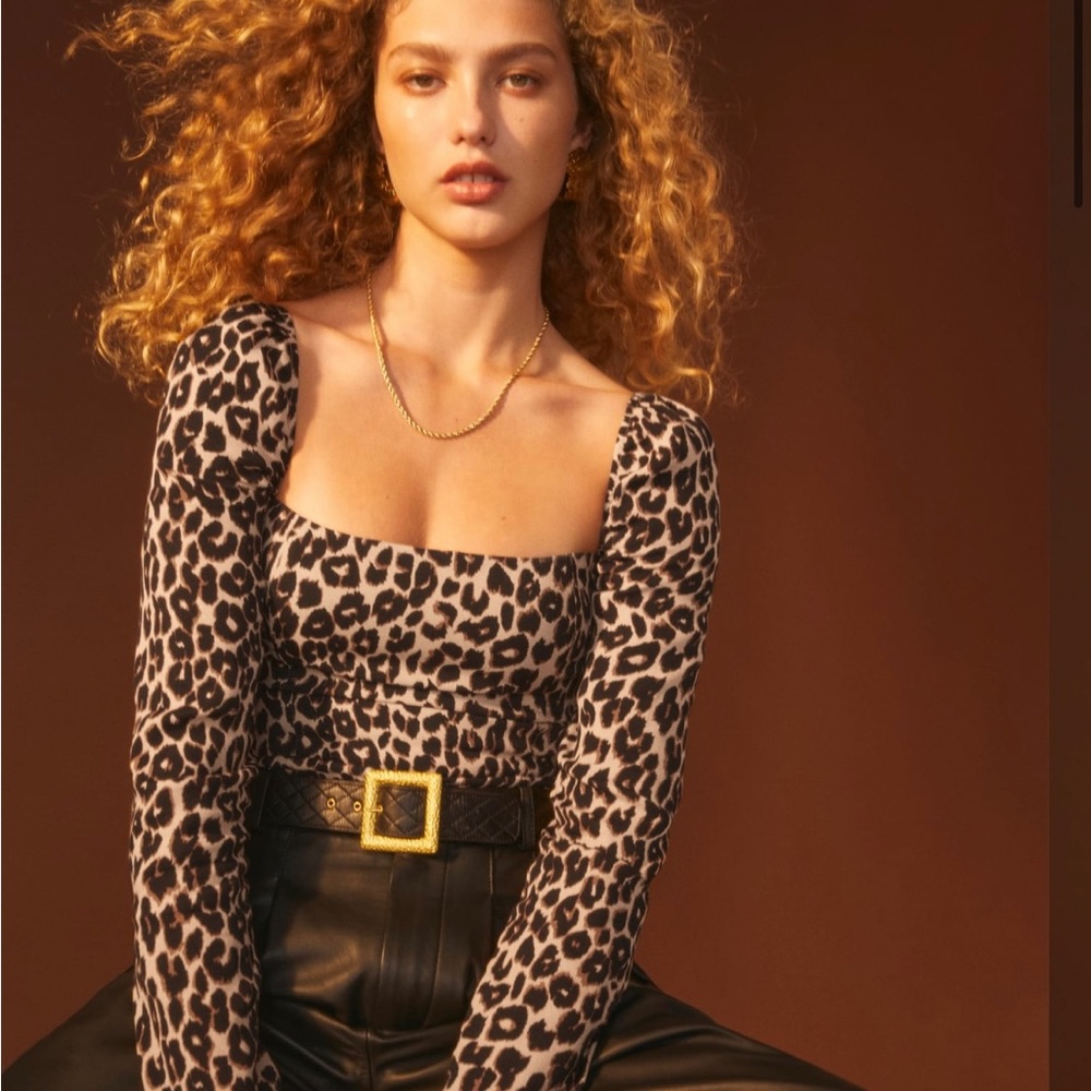 Reformation Demi Top in Leopard Print